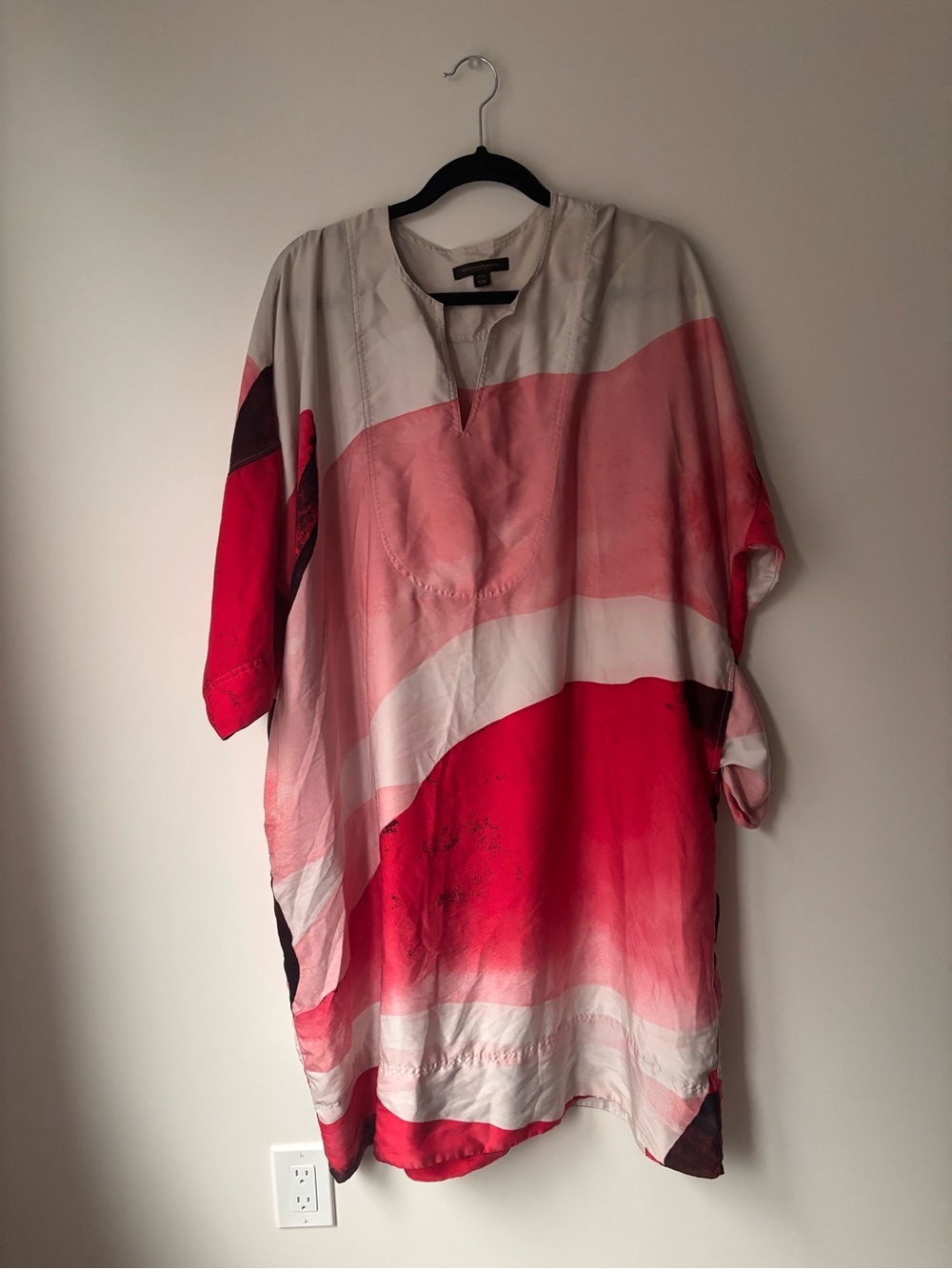 Donna Karan Pale Pink and White Striped Sleep Tunic